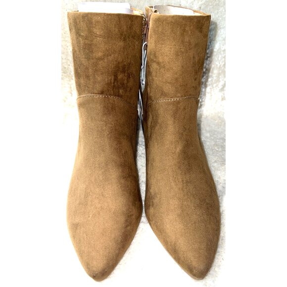 Brown Suede Pointed-Toe Ankle Boots With Memory Foam & Side Zipper Size 7.5 - Picture 2 of 4